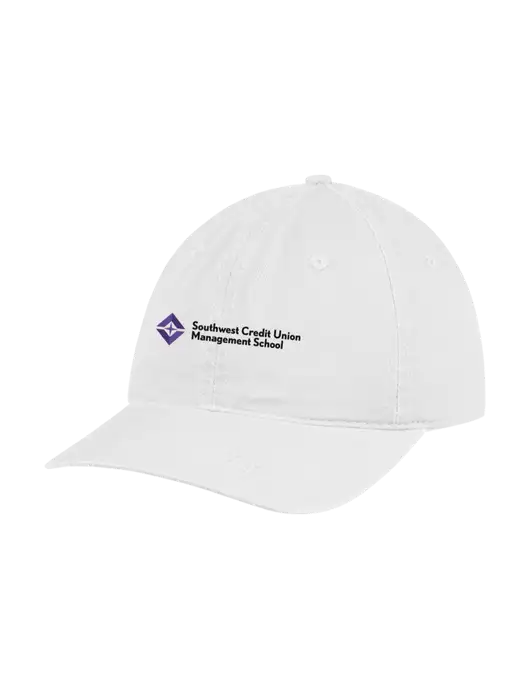 Garment Washed Unstructured Twill White Cap w/SCMS Logo