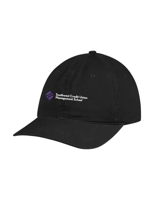 Garment Washed Unstructured Twill Black Cap w/SCMS Logo