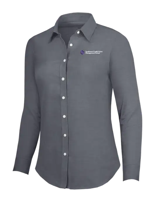 Dark Grey Womens SuperPro Oxford Shirt w/SCMS Logo