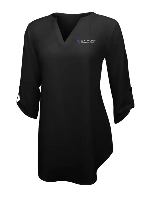 Womens Black 3/4 Sleeve Tunic Blouse w/SCMS Logo