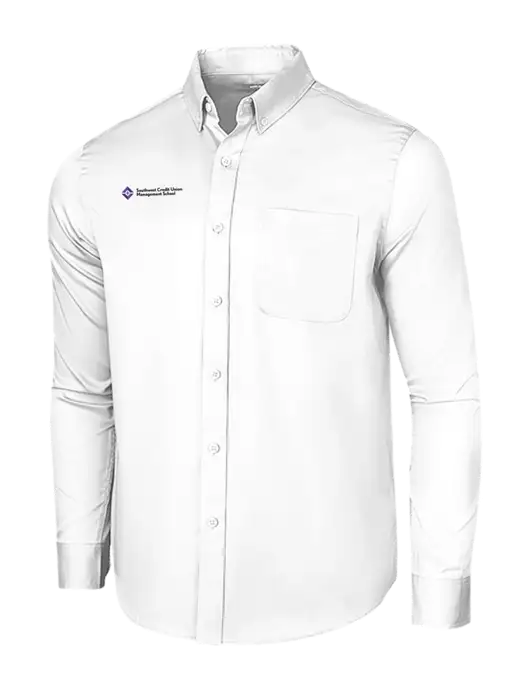 Long Sleeve White Superpro React Twill Shirt w/SCMS Logo