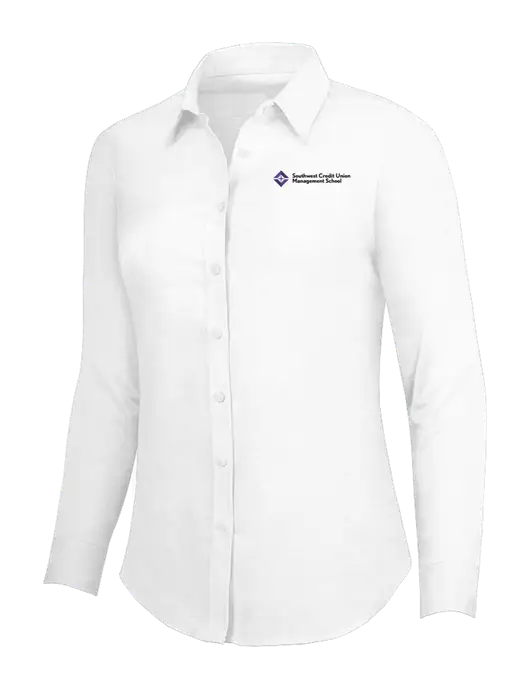 White Womens SuperPro Oxford Shirt w/SCMS Logo