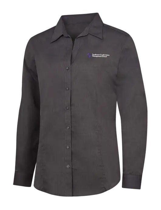 Womens Soft Black Crosshatch Easy Care Shirt w/SCMS Logo
