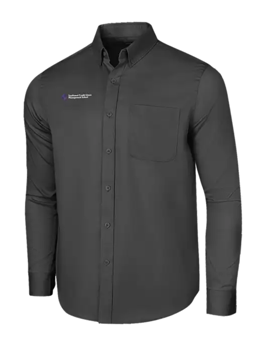 Long Sleeve Dark Grey Superpro React Twill Shirt w/SCMS Logo