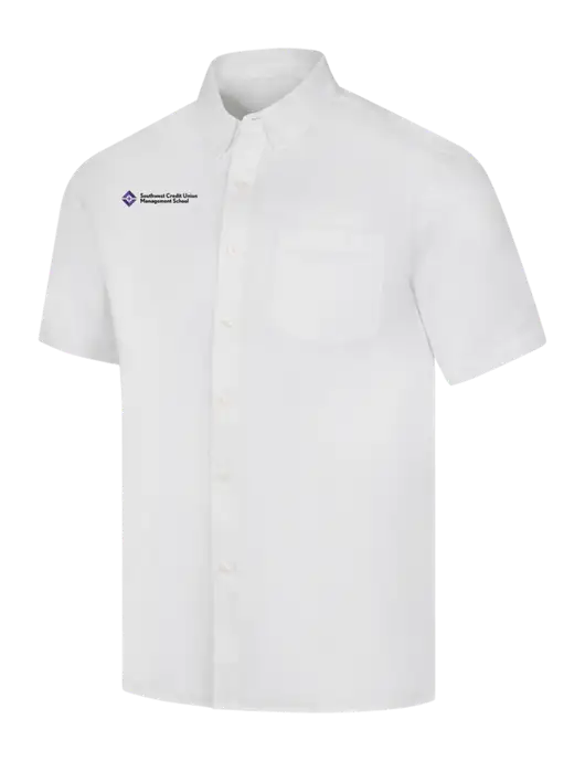 Short Sleeve White Superpro React Twill Shirt w/SCMS Logo