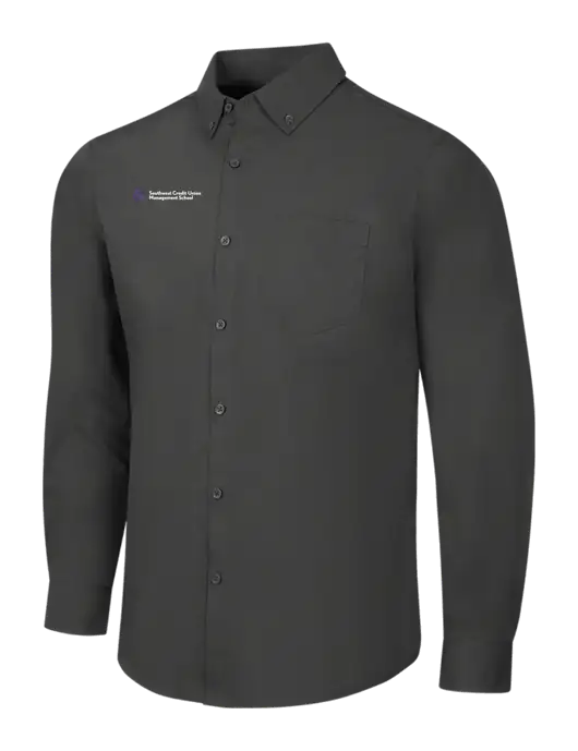 Dark Grey Long Sleeve Carefree Poplin Shirt w/SCMS Logo