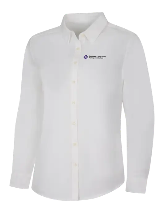 Womens White Long Sleeve Superpro React Twill Shirt w/SCMS Logo
