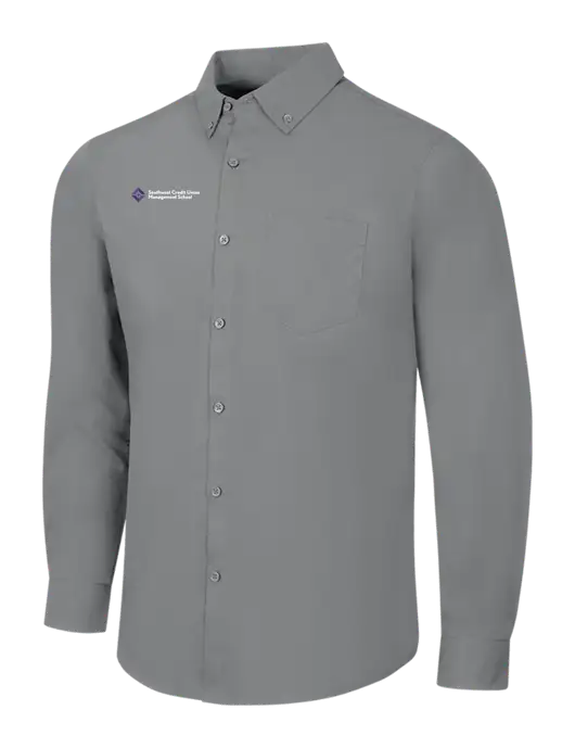Medium Grey Long Sleeve Carefree Poplin Shirt w/SCMS Logo