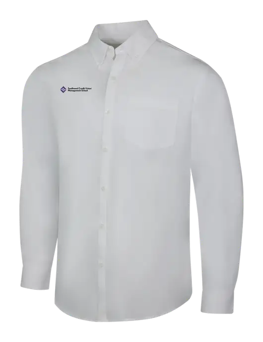 White Long Sleeve Carefree Poplin Shirt w/SCMS Logo