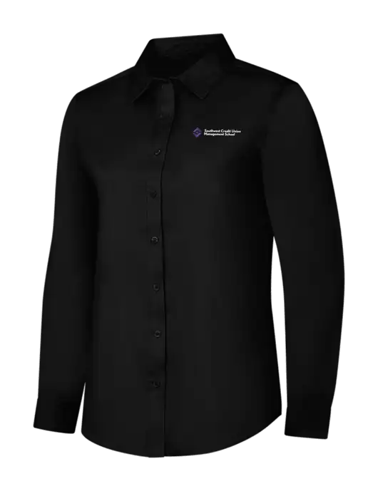 Womens Black Long Sleeve Superpro React Twill Shirt w/SCMS Logo