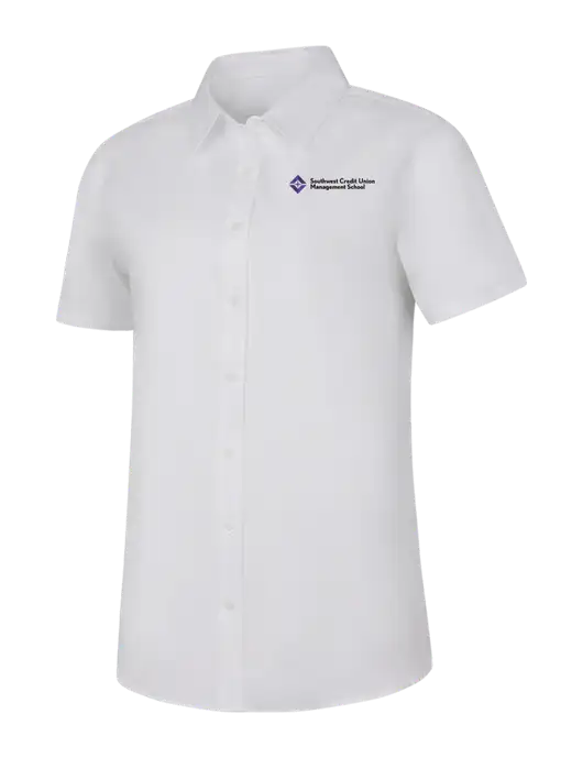 Womens White Short Sleeve Superpro React Twill Shirt w/SCMS Logo