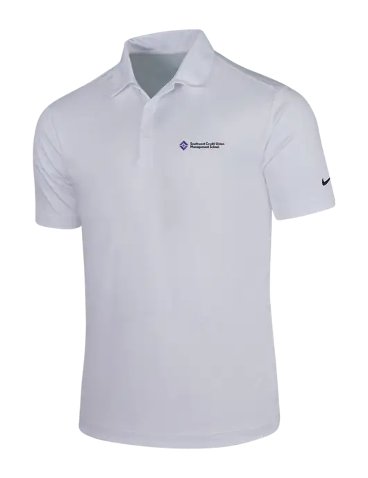 NIKE White Dri-Fit Vertical Mesh Polo w/SCMS Logo