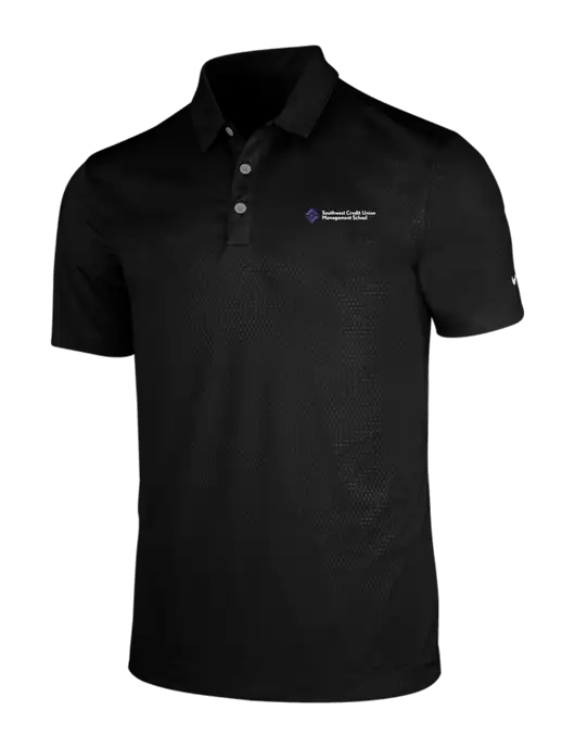 NIKE Black Dri-Fit Embossed Tri-Blade Polo w/SCMS Logo
