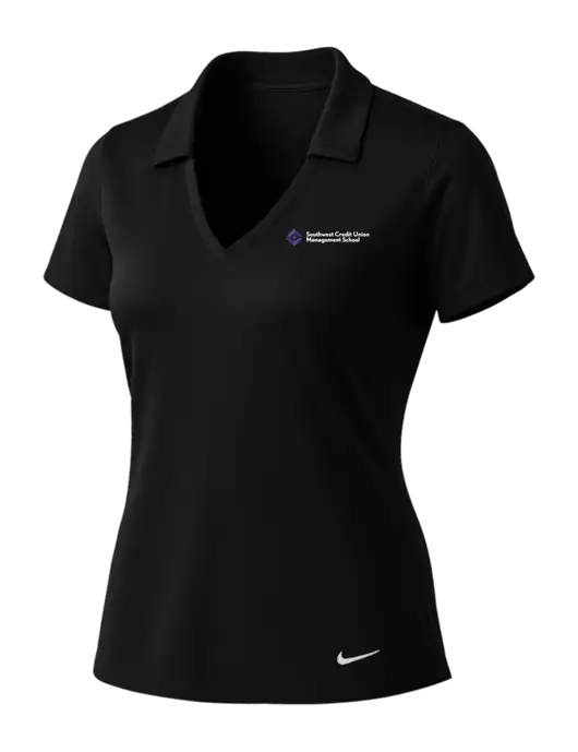 NIKE Black Womens Dri-Fit Vertical Mesh Polo w/SCMS Logo