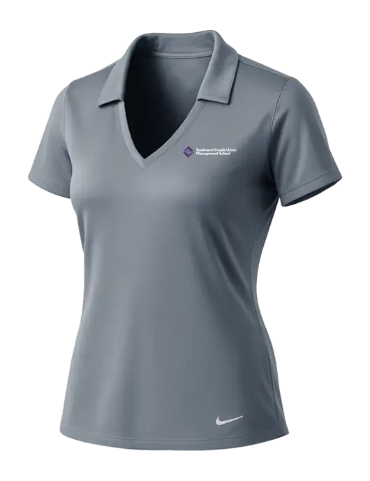 NIKE Medium Grey Womens Dri-Fit Vertical Mesh Polo w/SCMS Logo