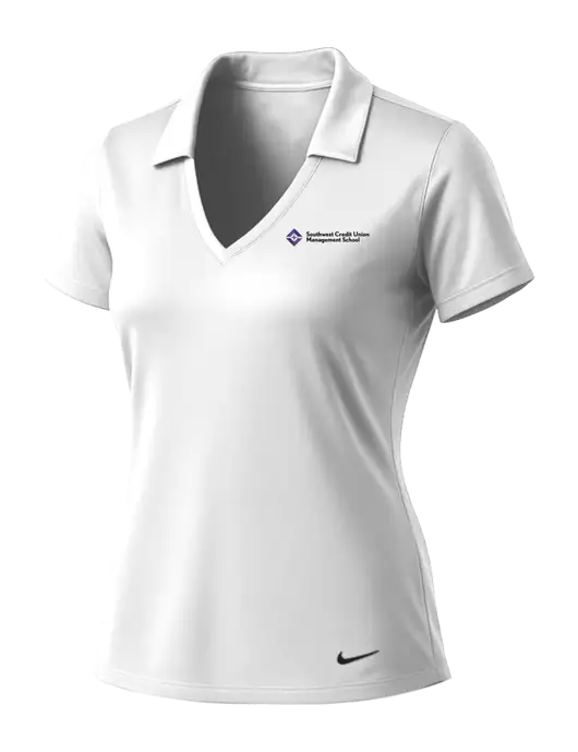 NIKE White Womens Dri-Fit Vertical Mesh Polo w/SCMS Logo