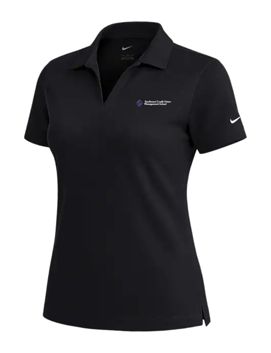 NIKE Black Womens Dri-Fit Micro Pique Polo w/SCMS Logo
