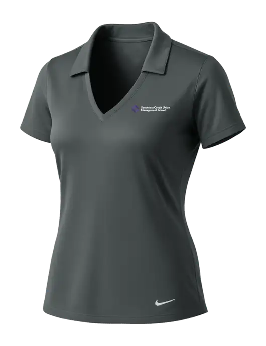 NIKE Dark Grey Womens Dri-Fit Vertical Mesh Polo w/SCMS Logo