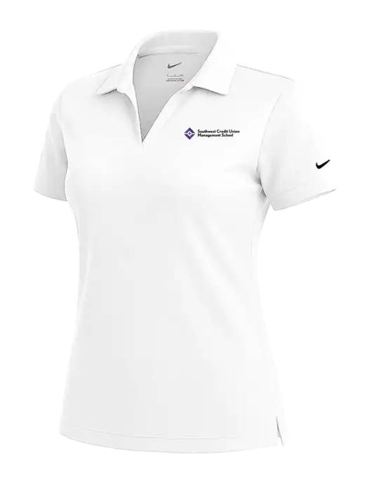 NIKE White Womens Dri-Fit Micro Pique Polo w/SCMS Logo