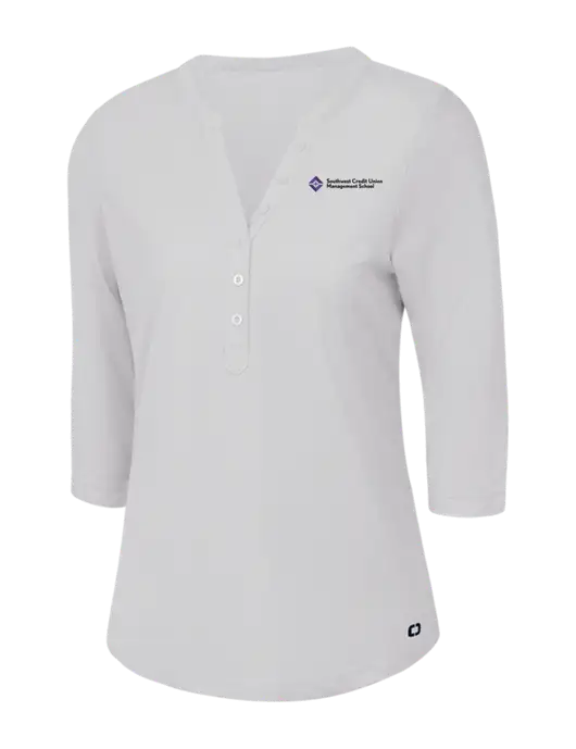 OGIO Bright White Jewel Henley w/SCMS Logo