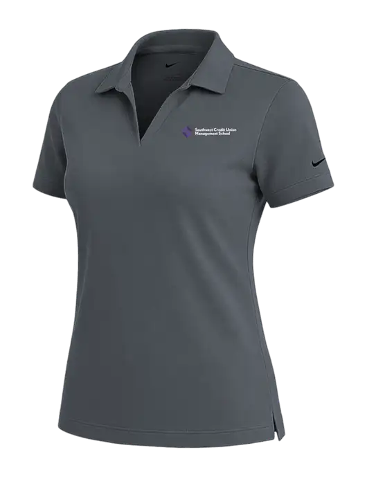 NIKE Dark Grey Womens Dri-Fit Micro Pique Polo w/SCMS Logo