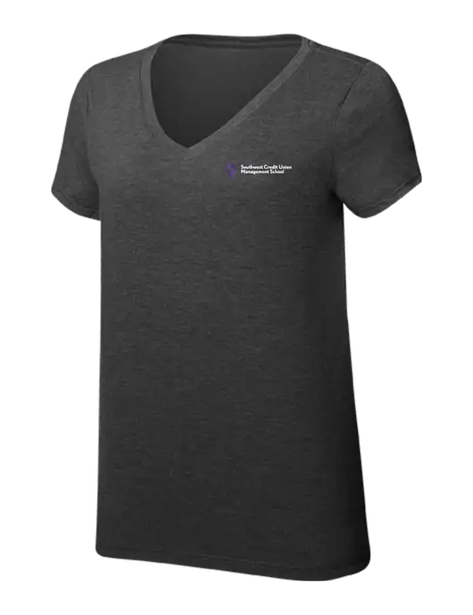 Womens Simply Soft V-Neck Black Frost 4.5oz  Poly/Combed Ring Spun Cotton T-Shirt w/SCMS Logo