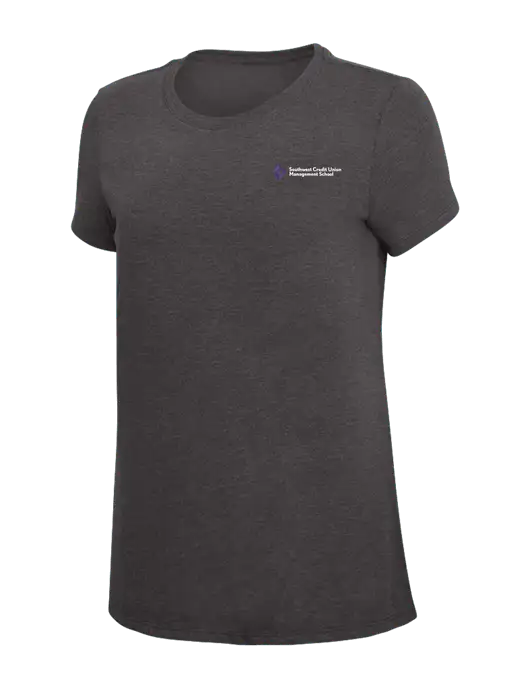 Womens Simply Soft Heather Charcoal 4.5oz  Poly/Combed Ring Spun Cotton T-Shirt w/SCMS Logo