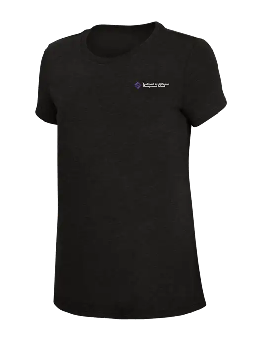 Womens Simply Soft Black 4.5oz Poly/Combed Ring Spun Cotton T-Shirt w/SCMS Logo