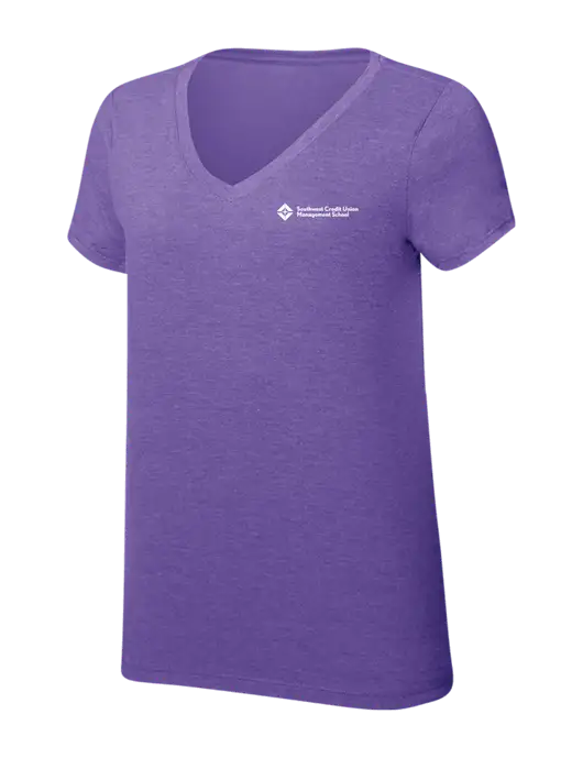 Womens Simply Soft V-Neck Purple Frost 4.5oz  Poly/Combed Ring Spun Cotton T-Shirt w/SCMS Logo
