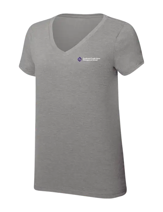 Womens Simply Soft V-Neck Grey Frost 4.5oz  Poly/Combed Ring Spun Cotton T-Shirt w/SCMS Logo