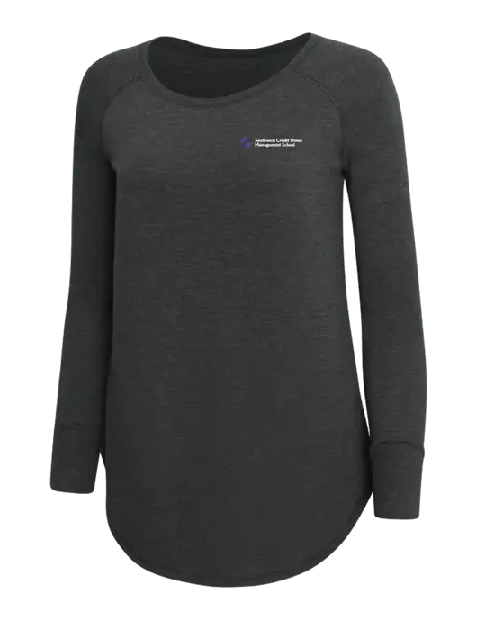 Womens Perfect Wide Collar Tunic Tri-Blend Black Frost 4.5 oz T-Shirt w/SCMS Logo