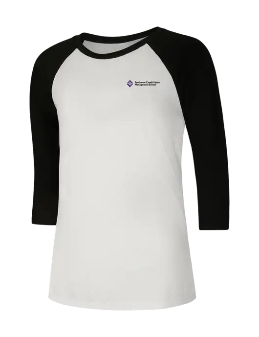 Womens Simply Soft 3/4 Sleeve Black/White Ring Spun Cotton T-Shirt w/SCMS Logo