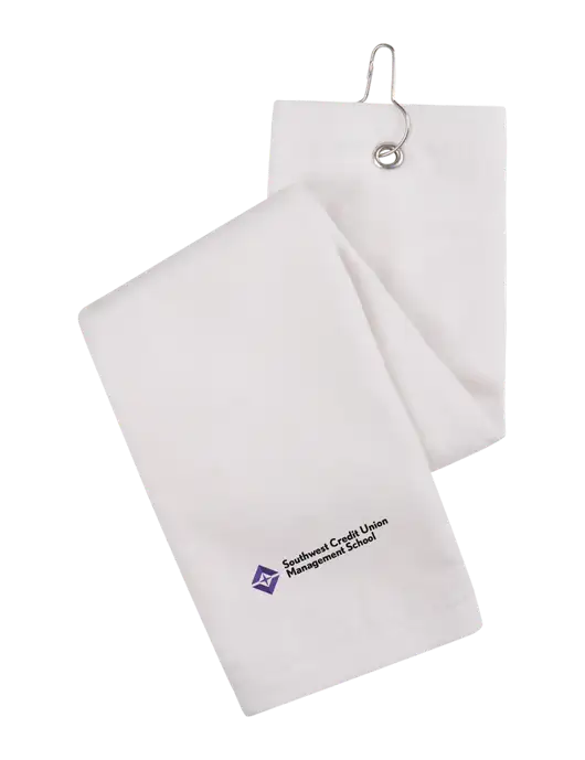 White Tri-Fold Golf Towel with Grommet w/SCMS Logo