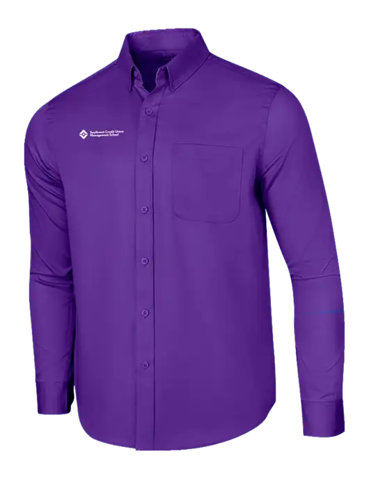Long Sleeve Purple Superpro React Twill Shirt w/SCMS Logo