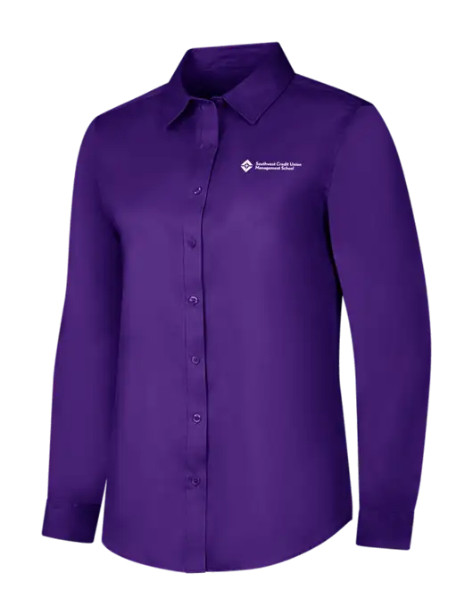 Purple Womens Long Sleeve Superpro React Twill Shirt w/SCMS Logo