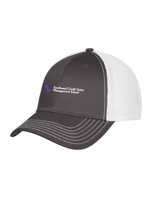 Dark Grey/White Mesh Trucker Cap Snap Back w/SCMS Logo