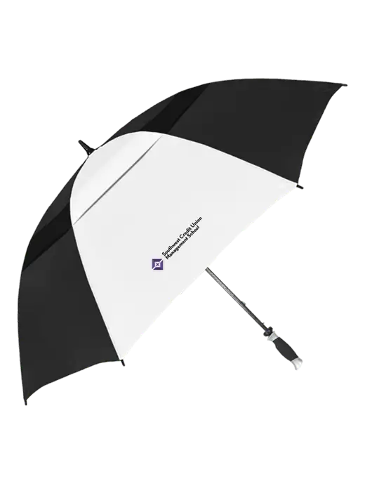 Black/White Vented Typhoon Tamer Golf Umbrella w/SCMS Logo