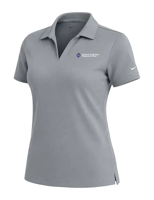 NIKE Medium Grey Womens Dri-Fit Micro Pique Polo w/SCMS Logo