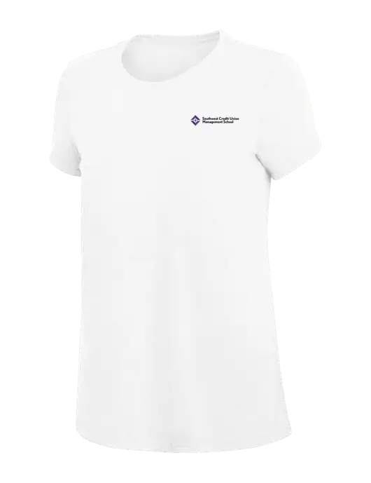 Womens Simply Soft White 4.5oz Poly/Combed Ring Spun Cotton T-Shirt
 w/SCMS Logo