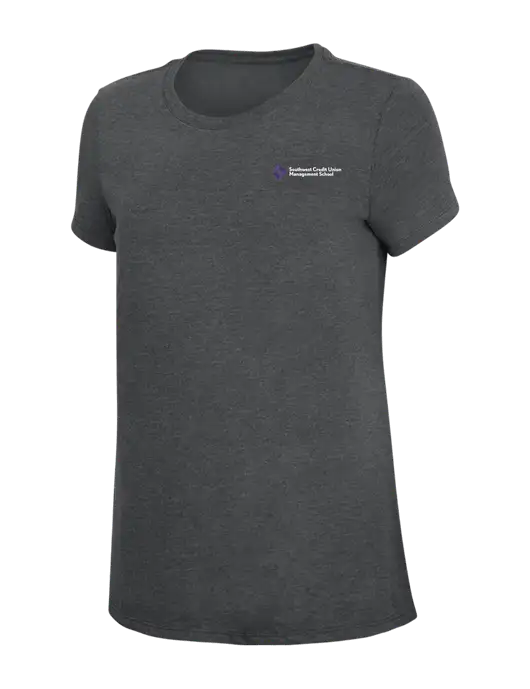 Womens Simply Soft Charcoal 4.5oz Poly/Combed Ring Spun Cotton T-Shirt w/SCMS Logo