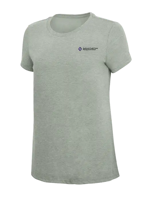 Womens Simply Soft Heathered Light Grey 4.5oz Poly/Combed Ring Spun Cotton T-Shirt w/SCMS Logo