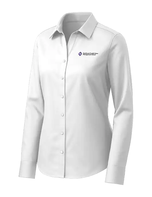 Brooks Brothers Womens White Wrinkle-Free Stretch Pinpoint Shirt w/SCMS Logo