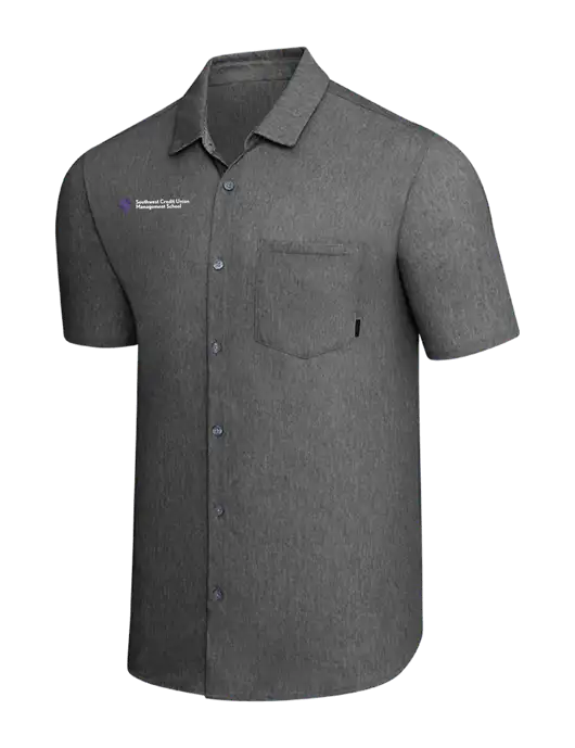 OGIO Dark Grey Heather Extend Short Sleeve Button Up Shirt w/SCMS Logo