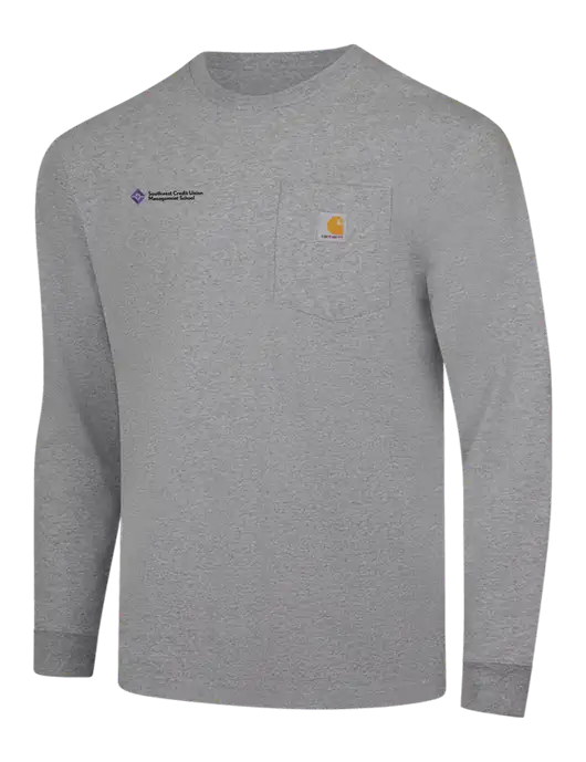Carhartt Light Grey Heather Workwear Pocket Long Sleeve T-Shirt w/SCMS Logo