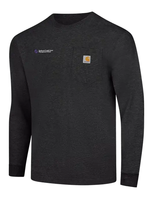 Carhartt Dark Grey Heather Workwear Pocket Long Sleeve T-Shirt w/SCMS Logo