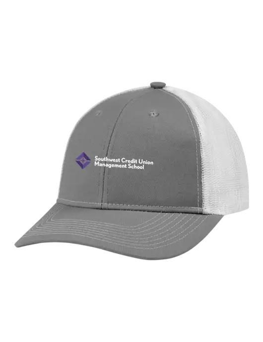 Snapback Ponytail Trucker Cap Light Medium Heather Grey w/White Mesh w/SCMS Logo