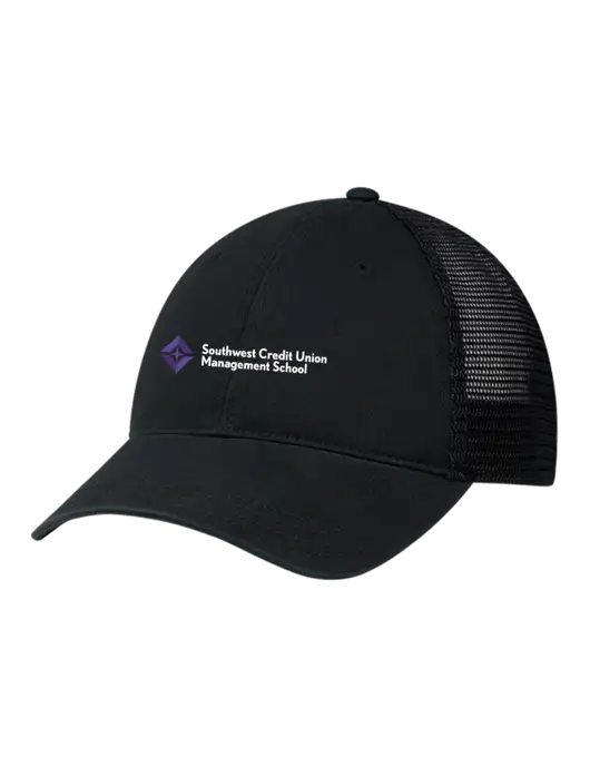 Richardson 111 Garment Washed Trucker Cap Black w/Black Mesh w/SCMS Logo