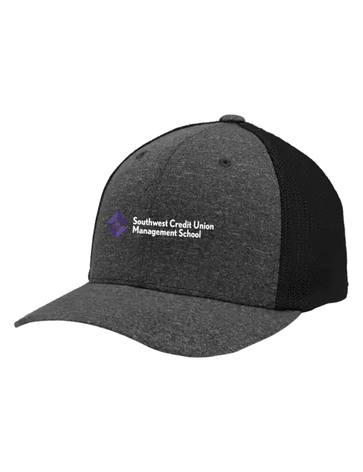 Flexfit Black/Dark Charcoal Heather Melange Mesh Back Trucker Cap w/SCMS Logo