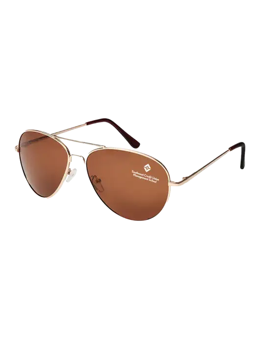 Aviator Coffee Brown with Gold Sunglasses  w/SCMS  Logo