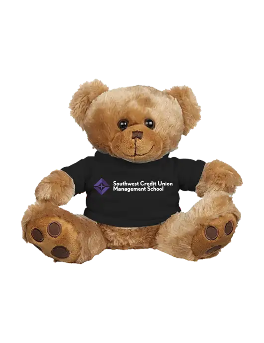 8 1/2 Cuddly Brown Bear With Black T-Shirt w/SCMS Logo